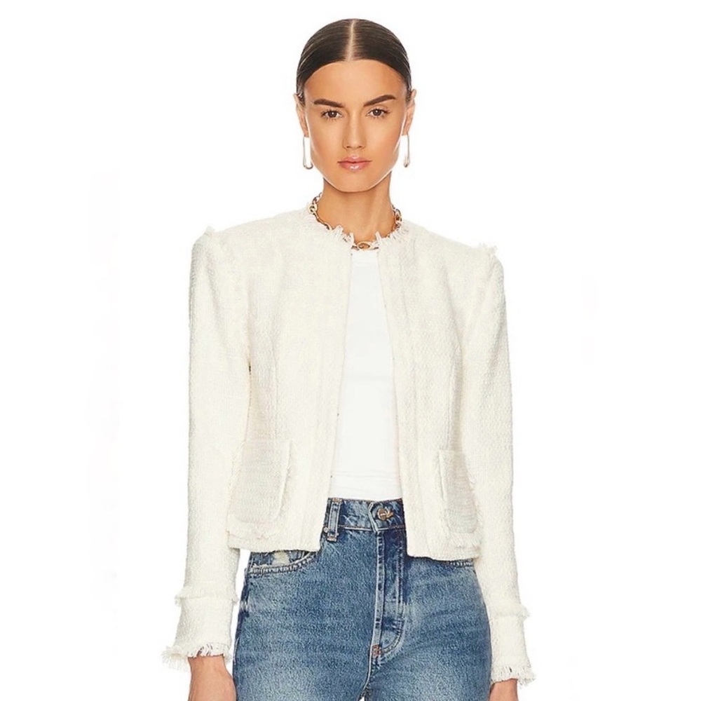 Cinq a Sept Keegan Cropped Jacket Off White Size 4